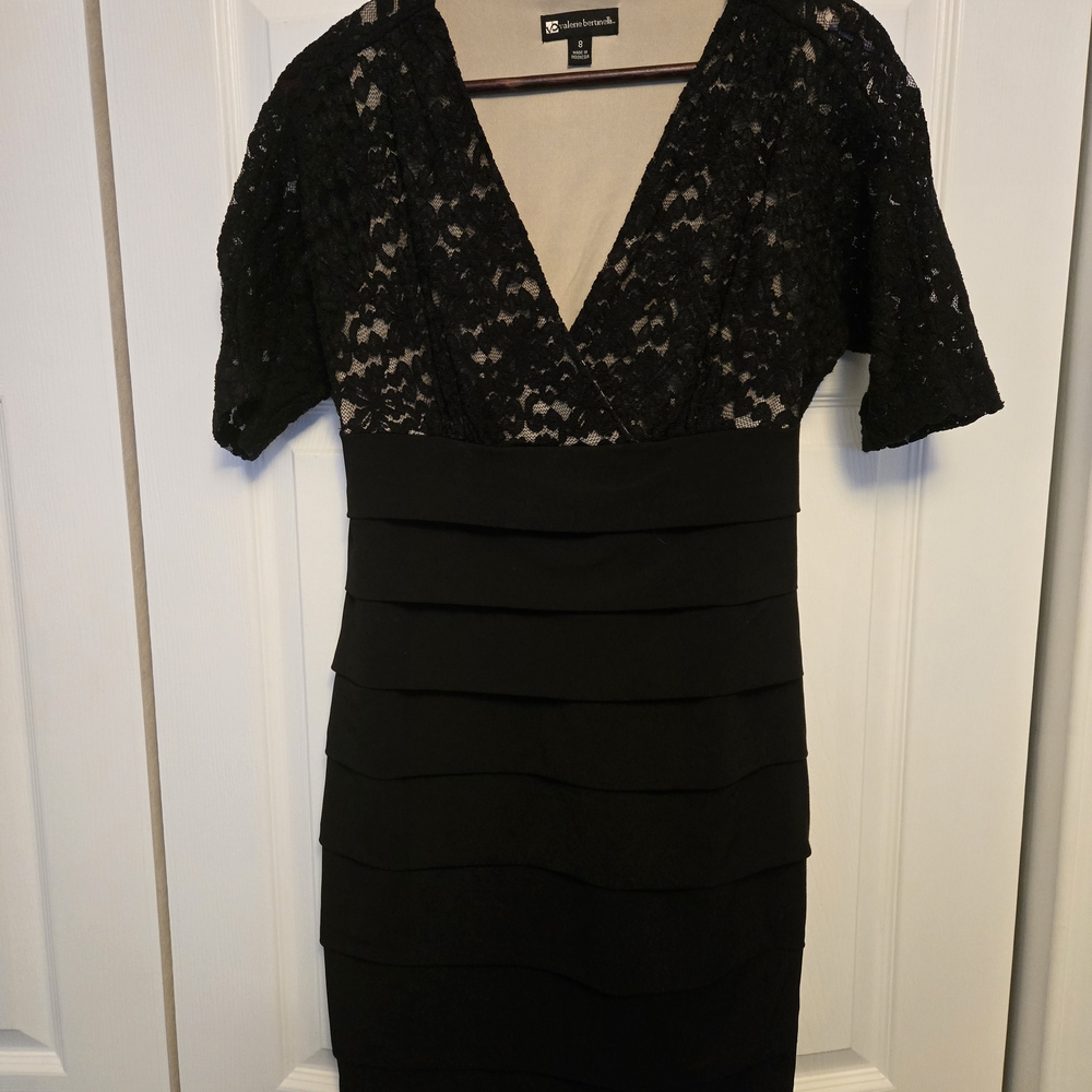 Valerie Bertinelli Black Lace Mini Dress